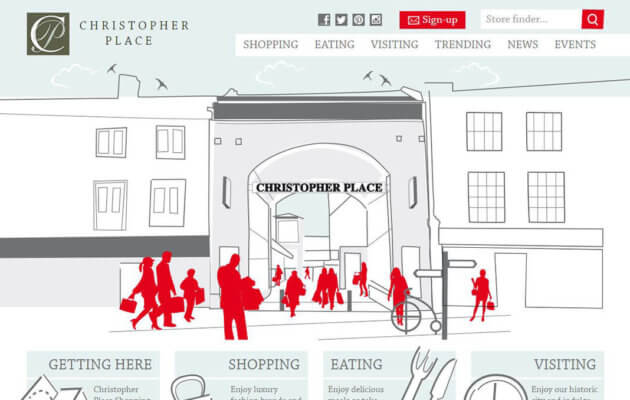 Christopher Place home page screenshot - open for business with busy business people