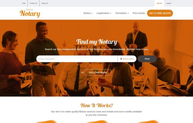 Find My Notary website home page