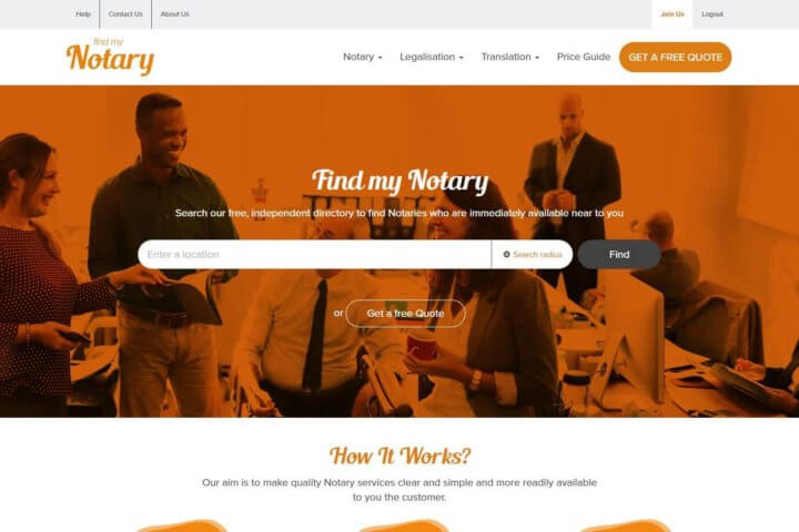 Find My Notary website home page