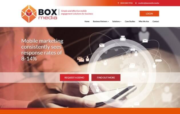 Box Mobile website, desktop view