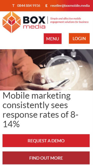 Boxmobile website, mobile view