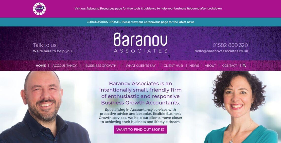 Baranov Associates desktop view