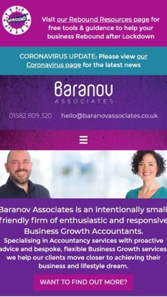 Baranov Associates mobile view