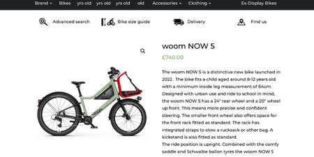 Screenshot from The Little Bike Company website